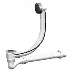 Сифон Санпласт для ванн полуавтомат ALFA с переливом 60см и гибкой трубой