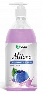 Жидкое крем-мыло с дозатором "Milana" 1л (черника в йогурте) (Изображение 1)