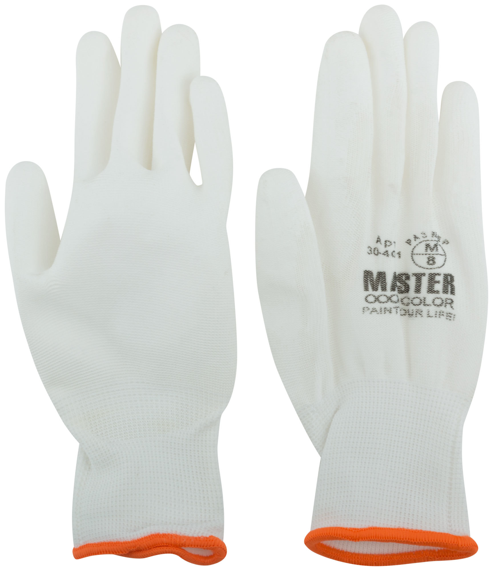 Перчатки белые, полиэстер с обливкой из полиуретана (водоотталкивающие), р-р L/9 (Изображение 1)