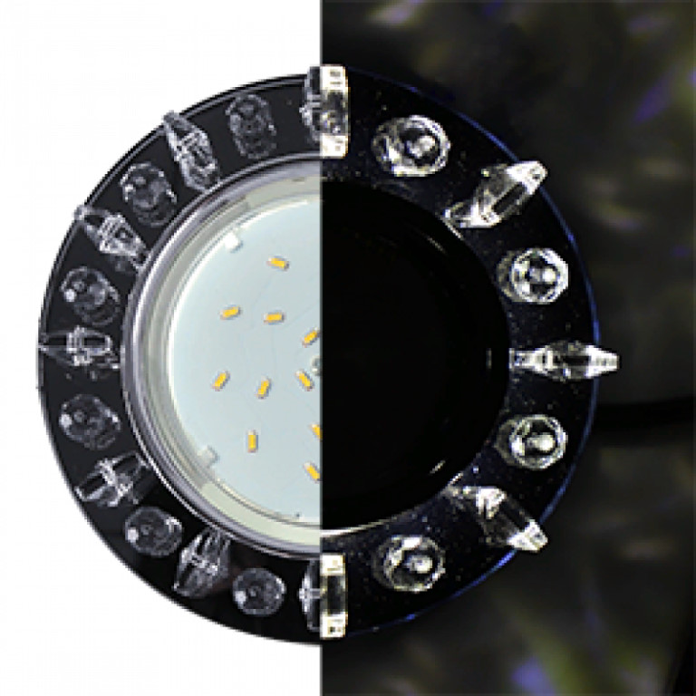 Светильник встраиваемый GX53 H4 LD5361 Glass прозрачный (черный) с подсветкой Ecola (Изображение 1)
