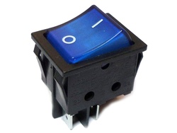 Выключатель клавишный 250V 16А (4с) ON-OFF синий подсветкой REXANT