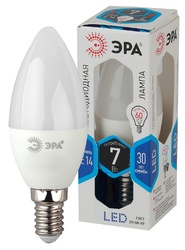 Лампа светодиодная ЭРА LED smd B35-7w-840-E14 свеча мат. х/бел, 560 lm
