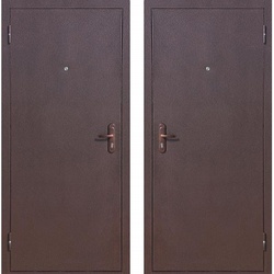 Дверь мет. 4,5 см Прораб 1  металл/металл, антик медь  (960мм) левая (ППС)