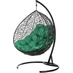 Двойное подвесное кресло «Gemini promo» , 180 кг, зелёная подушка, стойка металл, искусственный рота
