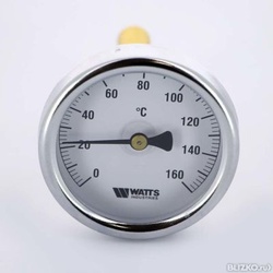 Термометр биметаллический с погружной гильзой 1/2". 63мм. 160* T Watts