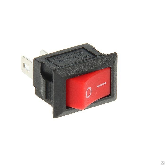 Выключатель клавишный 250V 3А (2с) ON-OFF красный  Micro REXANT (Изображение 1)
