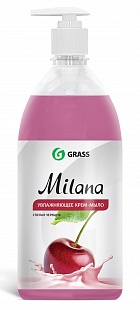 Жидкое крем-мыло с дозатором "Milana" 1л (спелая черешня) (Изображение 1)