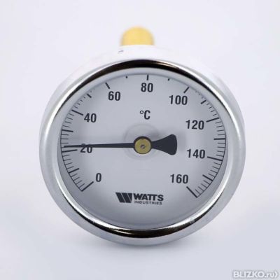 Термометр биметаллический с погружной гильзой 1/2". 63мм. 160* T Watts (Изображение 1)