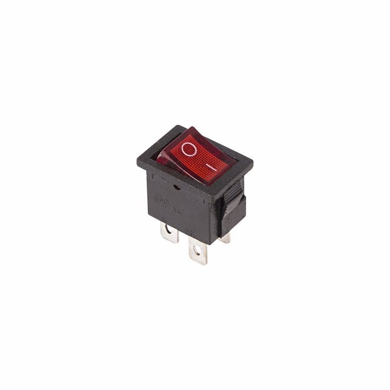 Выключатель клавишный 250V 6А (4с) ON-OFF красный с подсветкой Mini (Изображение 1)