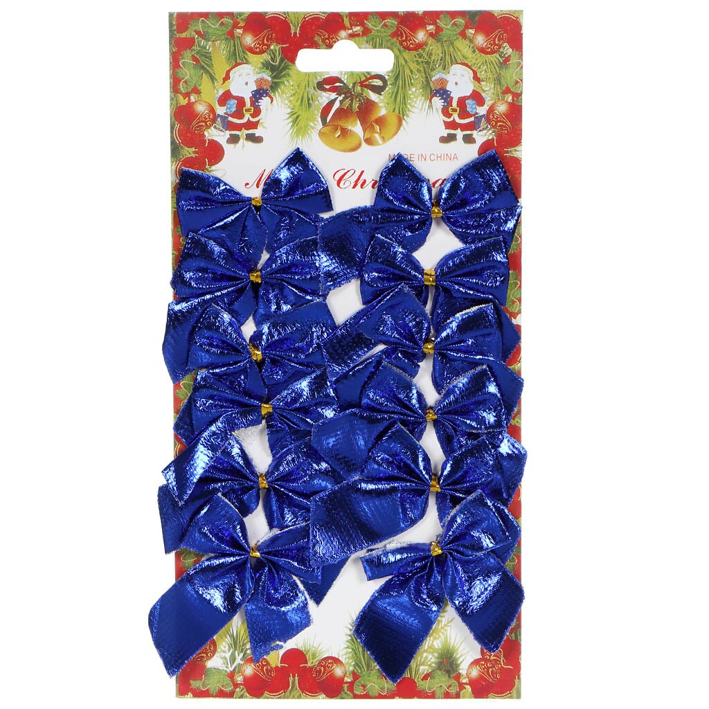 Набор елочных украшений Банты, 12 шт, голубой, 6.5х6 см (Изображение 1)