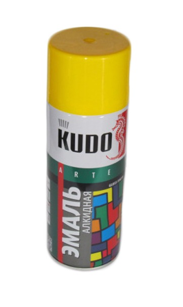 Краска аэрозоль KUDO KU-1013 универсальная желтая 520мл (Изображение 1)