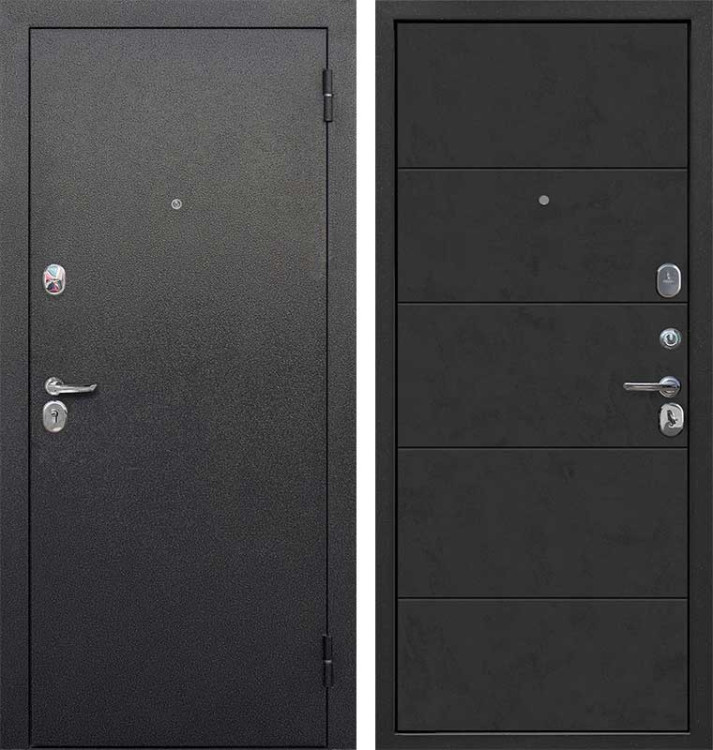 Дверь мет. Гарда 7,5 см Букле черный Бетон графит (960мм) левая (Изображение 1)