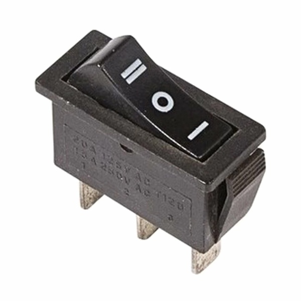 Выключатель клавишный  250V 10А (3с) ON-OFF-ON черный  с нейтралью REXANT (Изображение 1)