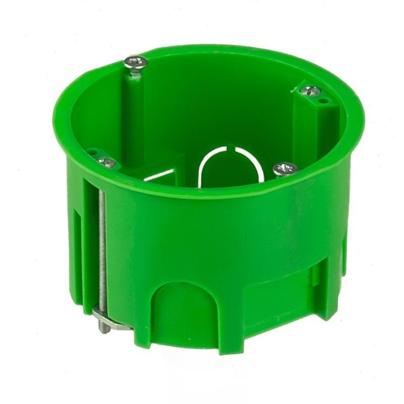 Коробка установочная D68х45мм для г/к метал.лапки зел. (Изображение 1)