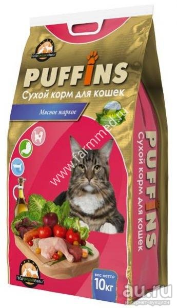 Корм для кошек сухой (10 кг) мясное жаркое ПУФФИНС (Изображение 1)