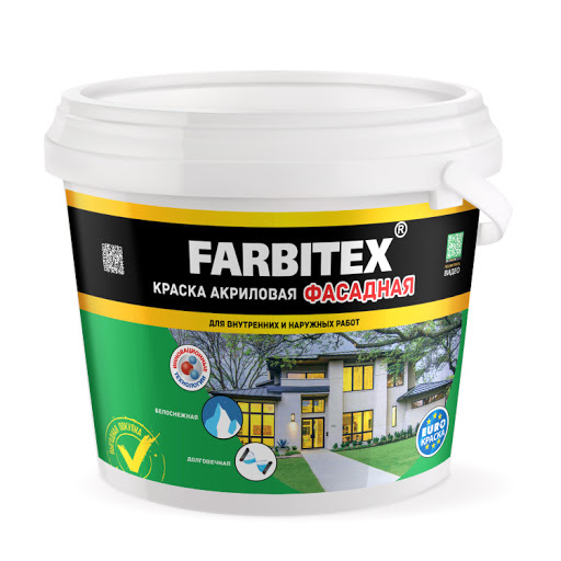 Краска  FARBITEX акриловая фасадная 1,1 кг (Изображение 1)