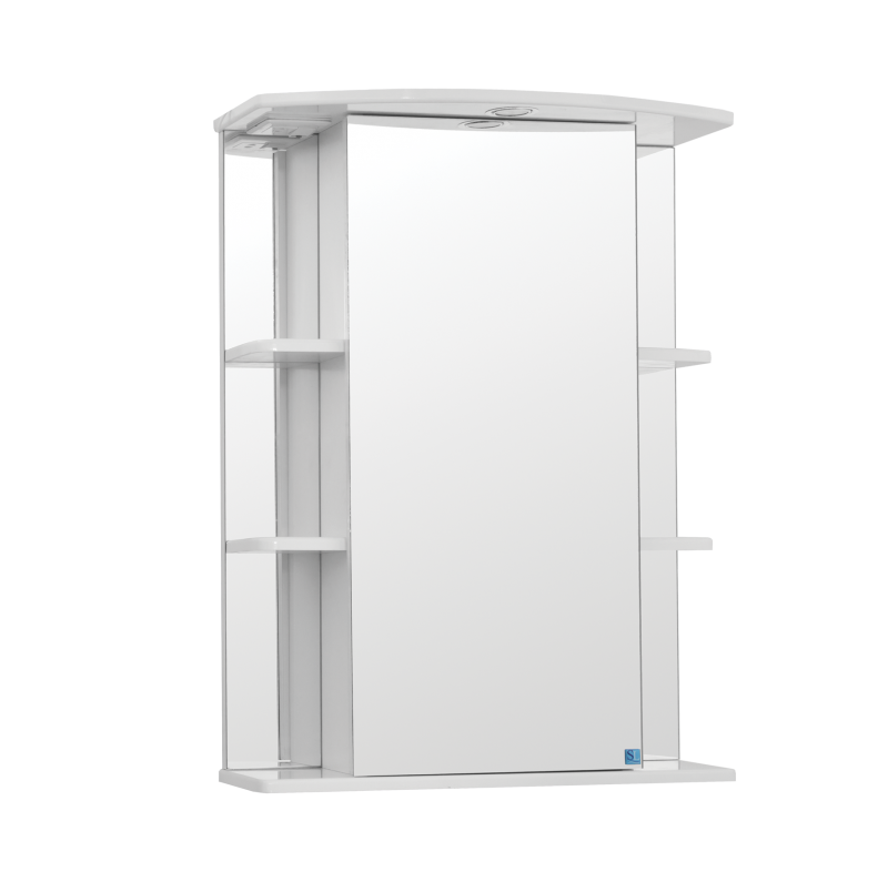 Зеркало-шкаф Кристалл 650/С цвет белый, со светильником (Изображение 1)