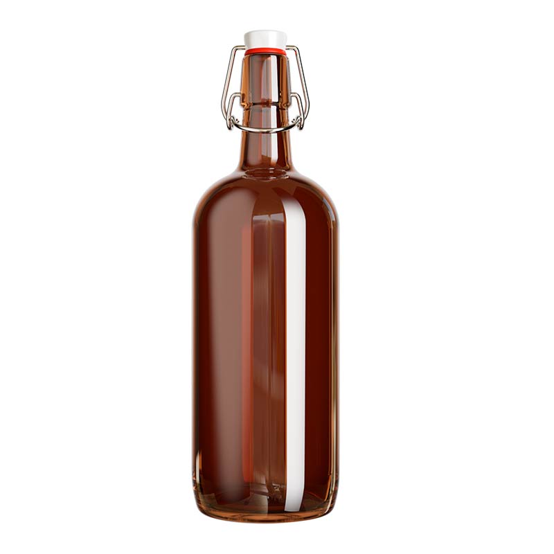 Бутылка стеклянная 1 л коричневая бугельная пробка (Изображение 1)