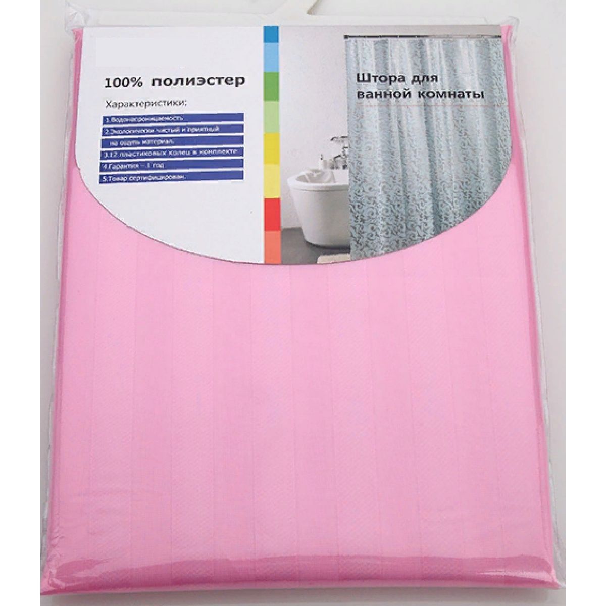 Штора для ванной 180х180см розовый/текстиль/полиэстер F8605 FRAP (Изображение 1)