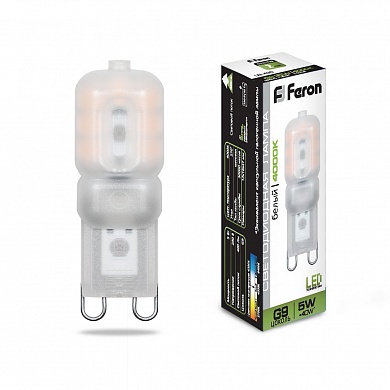 Лампа светодиодная Feron LB-430 G9 5W 4000K 420Lm 230V капсула 16*47 (Изображение 1)