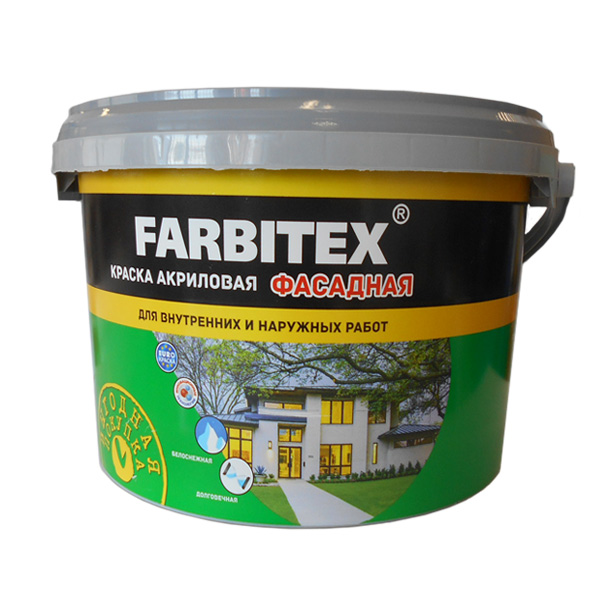 Краска в/д FARBITEX акриловая фасадная  3кг (Изображение 1)