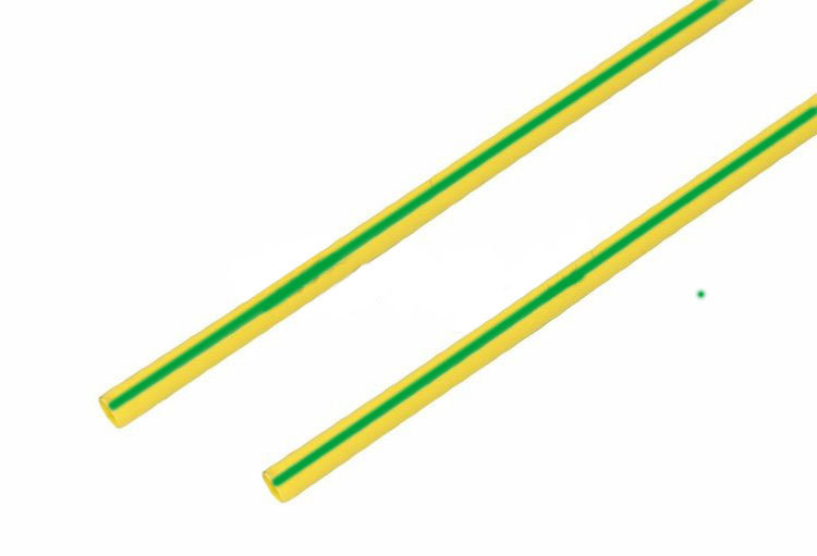 Термоусаживаемая трубка  4.0/2.0 мм 1 м желто-зеленая REXANT (Изображение 1)