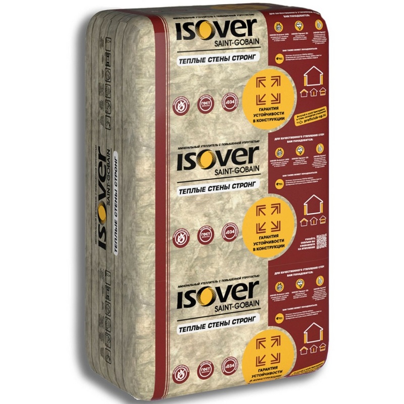 картинка Утеплитель Изовер Теплые стены Стронг 1000х610х100 (3м2/0,305м3/5шт) от магазина Евродом