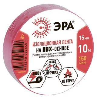 картинка Изолента ПВХ 15мм х 10м красная ЭРА от магазина Евродом