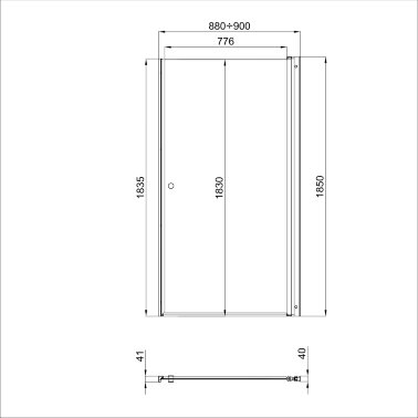 картинка Дверь душевая "Уно" 90х185 см., хром, прозр. от магазина Евродом