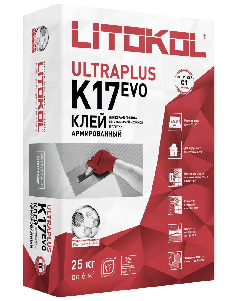 картинка Клей для плитки LITOKOL K17 серый 25 кг от магазина Евродом