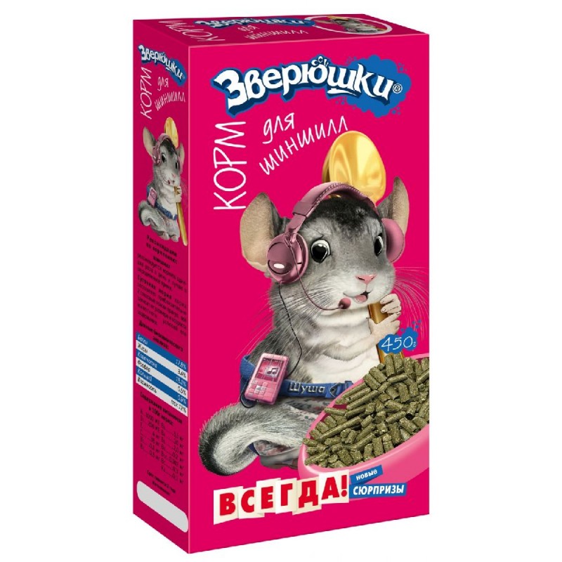 картинка Корм д/шиншилл 450г ЗВЕРЮШКИ от магазина Евродом