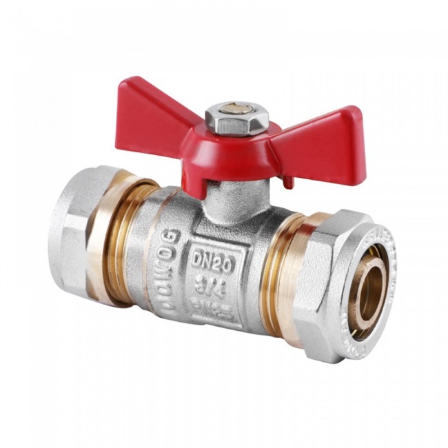 картинка Кран шаровый для металлопластиковой трубы 20*20 ТСМ  от магазина Евродом