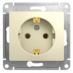 картинка Розетка Glossa 1-м с/з механизм бежевый Schneider-Electric от магазина Евродом