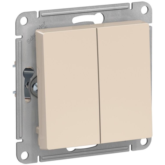 картинка Выключатель Schneider-Electric AtlasDesign Бежевый 2-клавишный от магазина Евродом