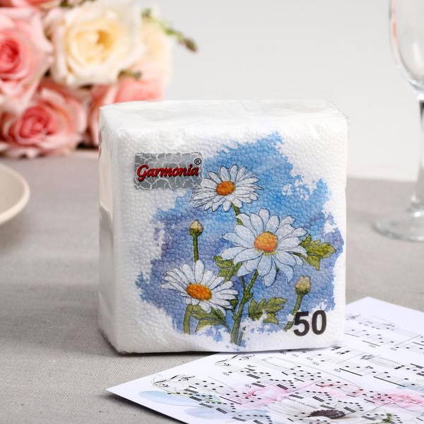 картинка Салфетки бумажные  50 листов Ромашки от магазина Евродом