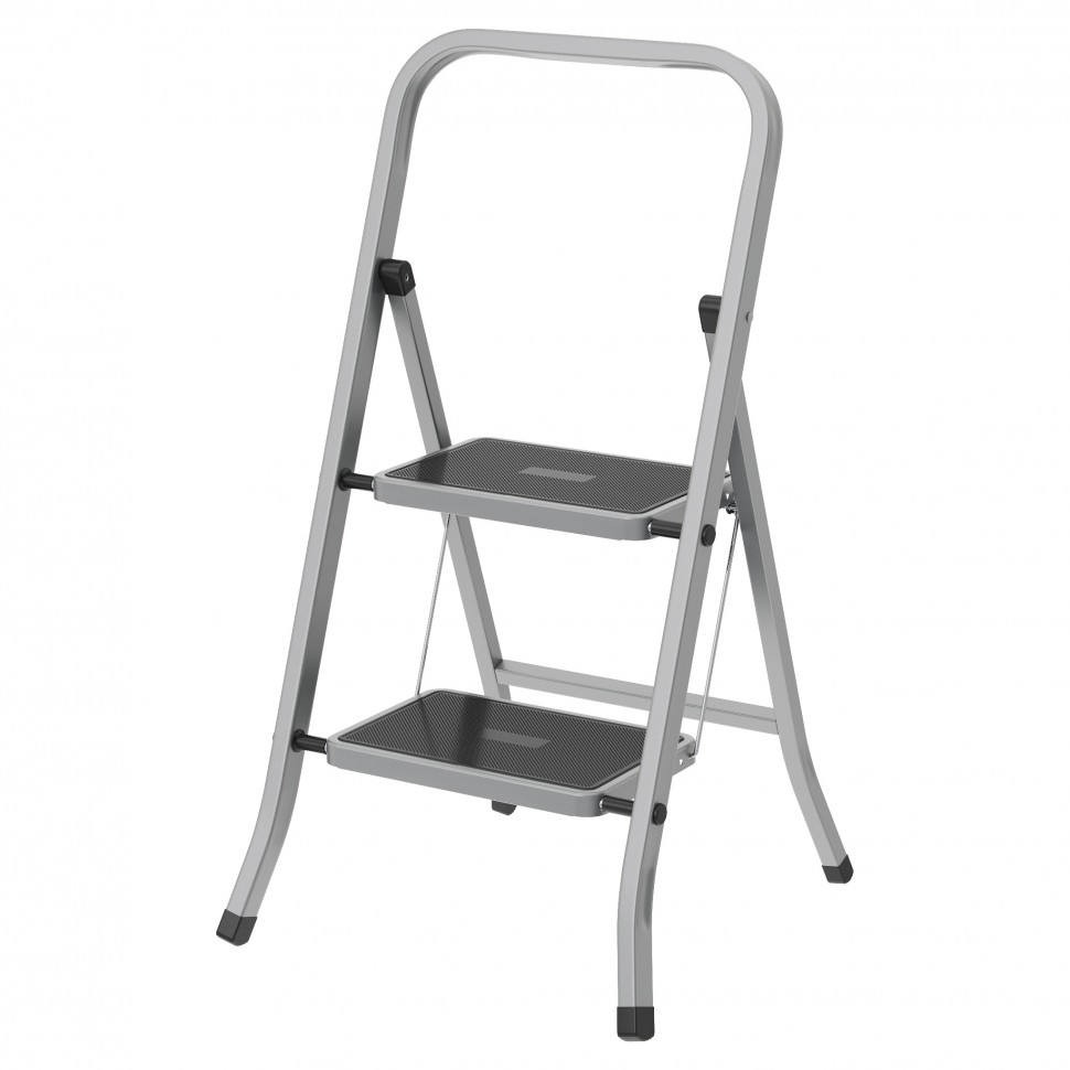 картинка Стремянка 2 ступенчатая черная с широкими ступенями S1112 от магазина Евродом