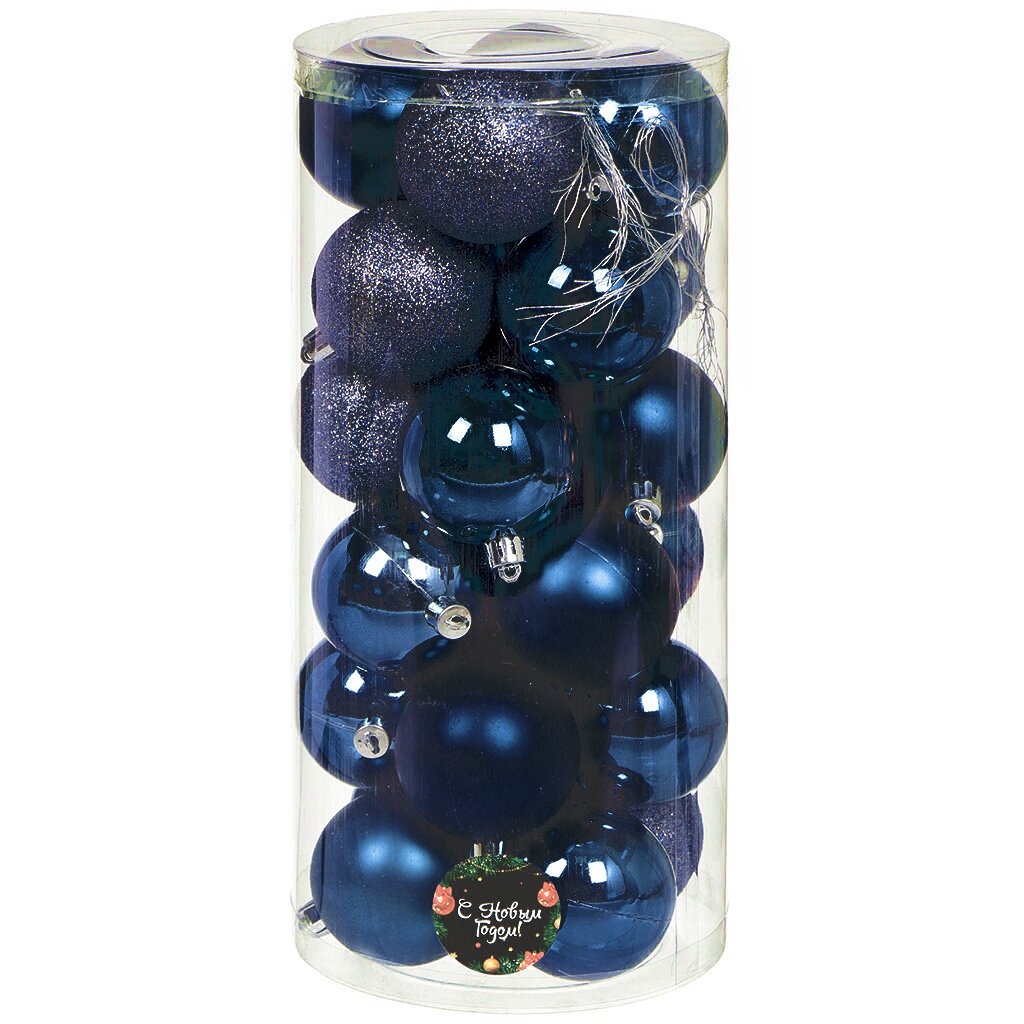 картинка Ёлочный шар 24 шт, темно-синий, 6 см, пластик от магазина Евродом