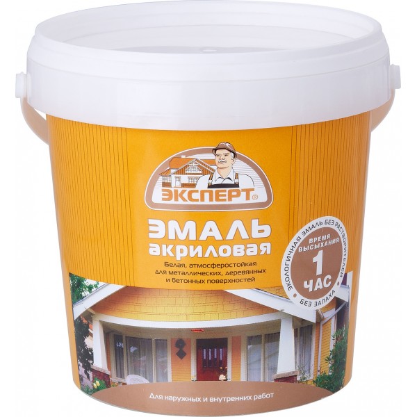 картинка Эмаль Эксперт акриловая глянцевая белая 1кг от магазина Евродом