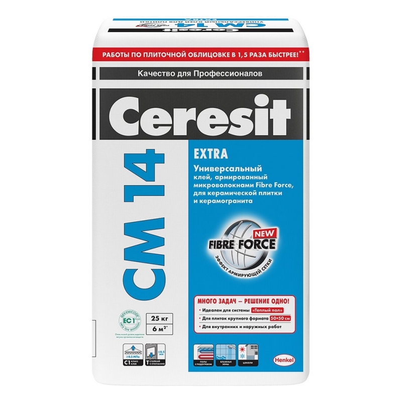 картинка Клей для плитки Ceresit CM14/25 EXTRA 25 кг от магазина Евродом