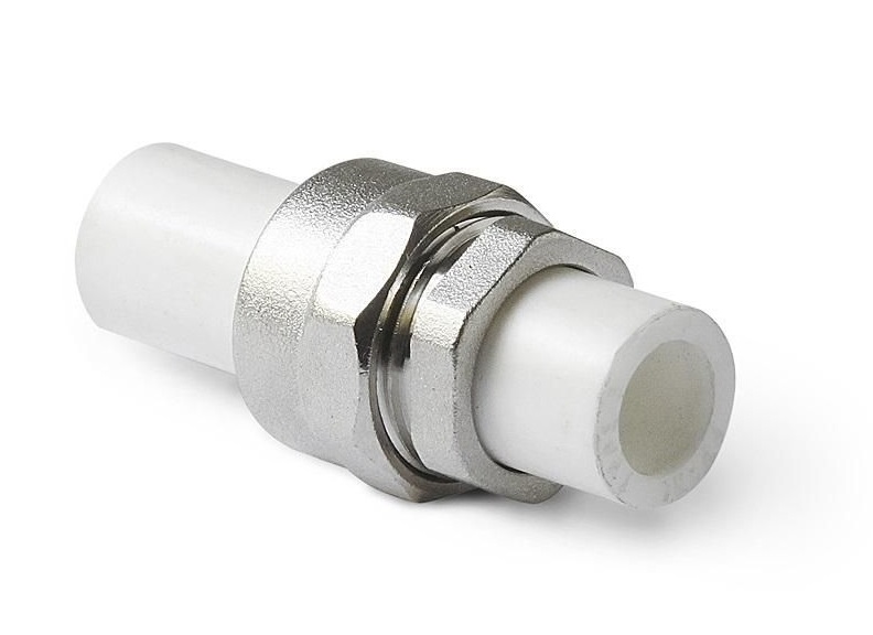 картинка ПП Соединение разъемное ниппельное, полипропилен, d25 мм, белое, РосТурПласт от магазина Евродом