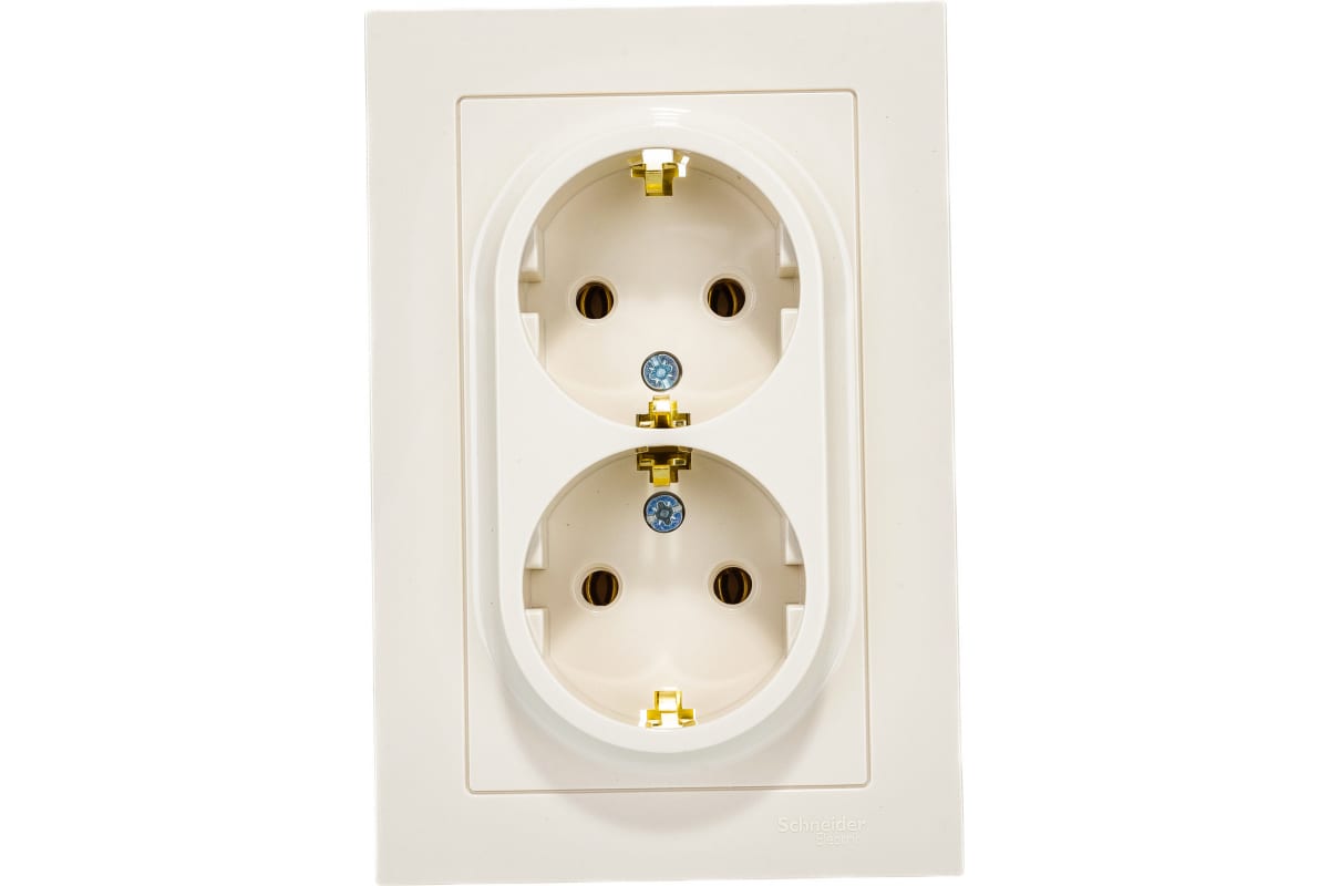 картинка Розетка Schneider-Electric AtlasDesign Бежевый с/з двойная, 16А, в сборе с рамкой от магазина Евродом