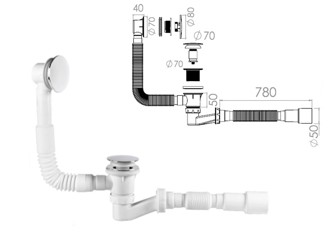 картинка Сифон для ванны автомат от магазина Евродом