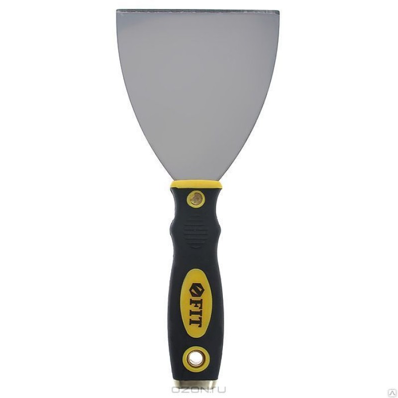 картинка Шпатель нерж.сталь, прорезиненная ручка 4.0" (100мм) FIT от магазина Евродом