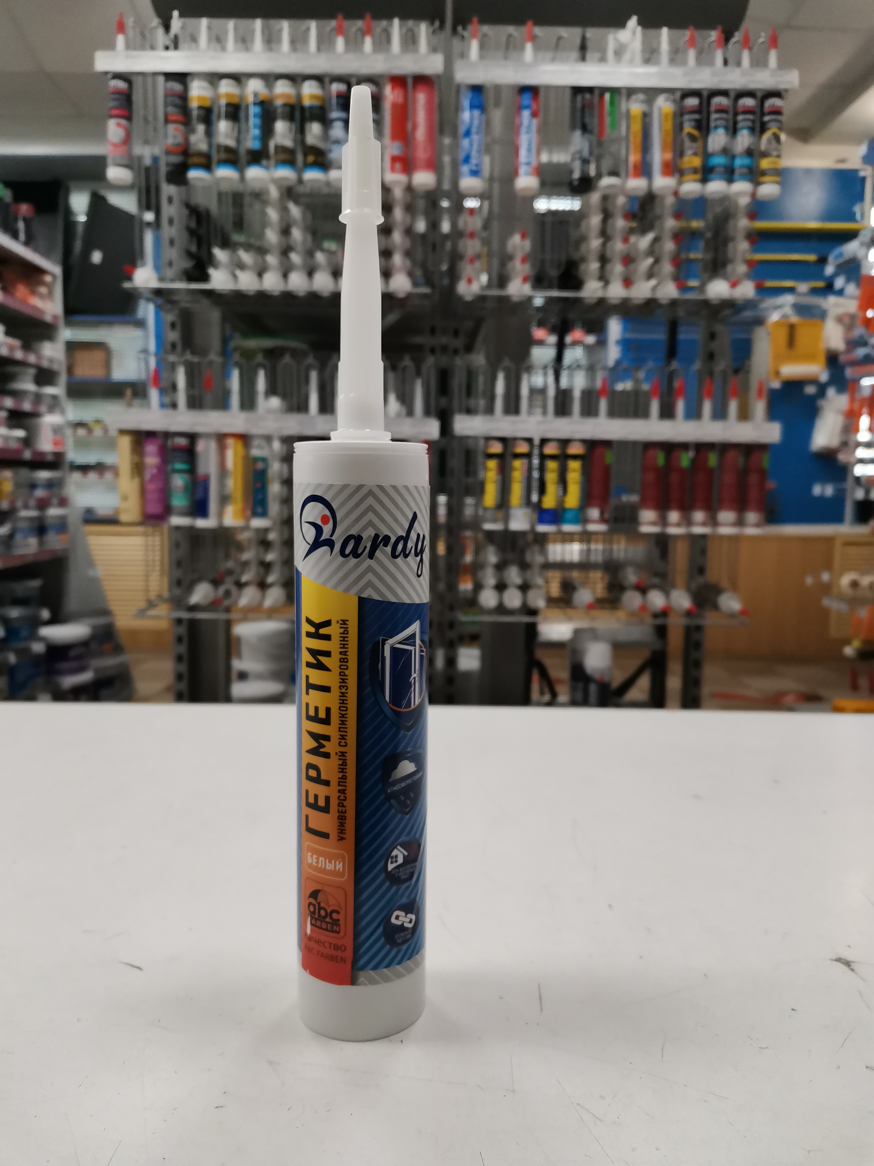 картинка Герметик силиконизированный универсальный белый бытовой 260мл ТМ HARDY от магазина Евродом