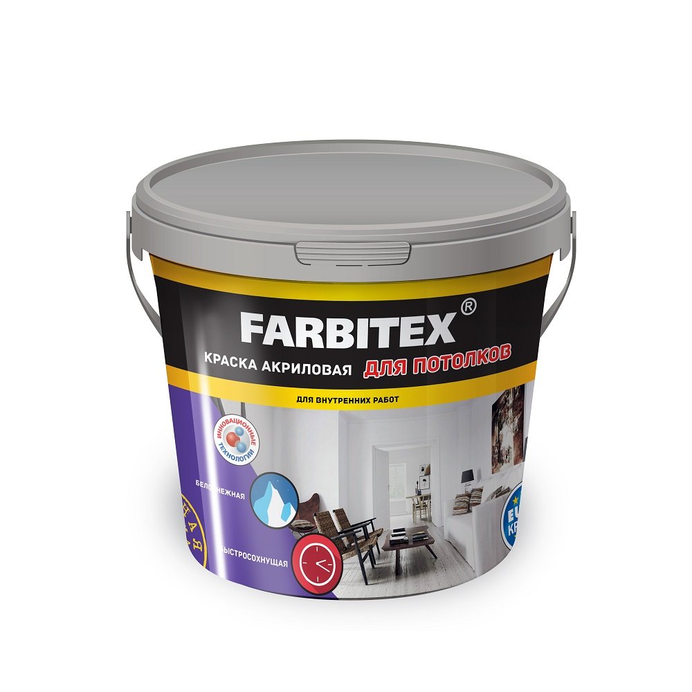 картинка Краска в/д FARBITEX акриловая для потолков  6кг от магазина Евродом