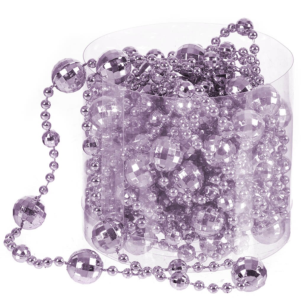 картинка Бусы новогодние пластик, 1.4х500 см, круглые, лаванда от магазина Евродом