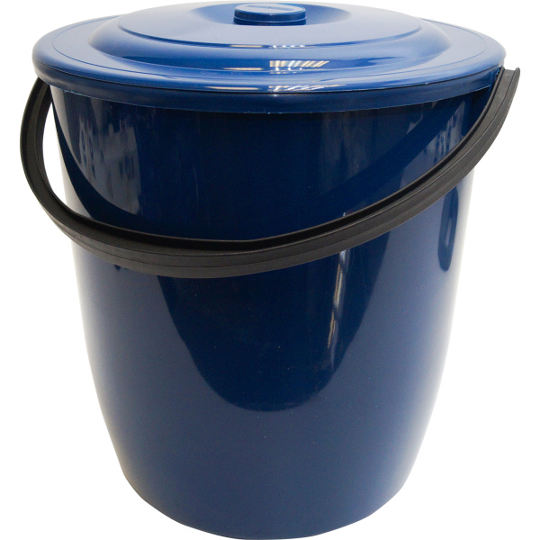 картинка Ведро пластиковое 15л с крышкой синее, Guppy "Крепыш" от магазина Евродом