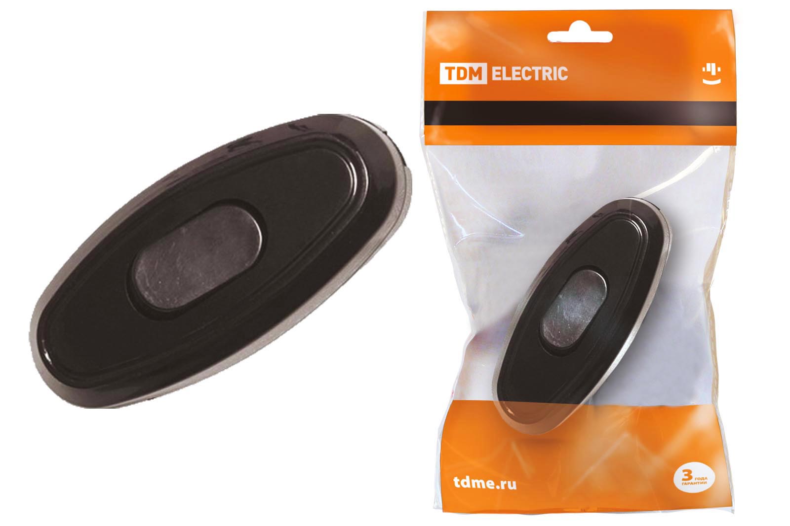 картинка Выключатель на шнур 6А 250В черный (А0106) от магазина Евродом