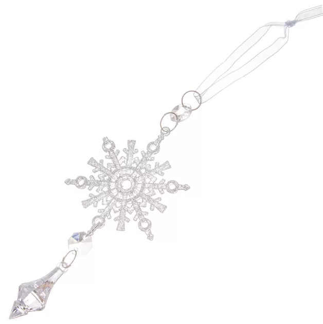 картинка Ёлочное украшение Снежинка, серебро, 7.5 см, пластик от магазина Евродом