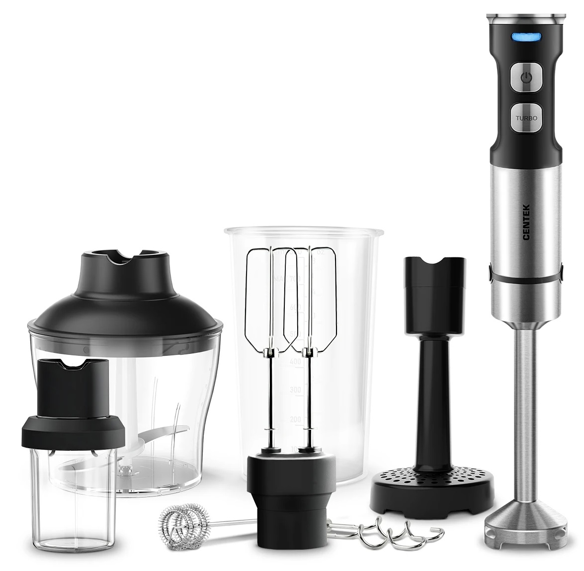 картинка Блендер Centek CT-1367 (сталь)1500Вт, 8в1, блендер, венчик, чоппер, кофе от магазина Евродом